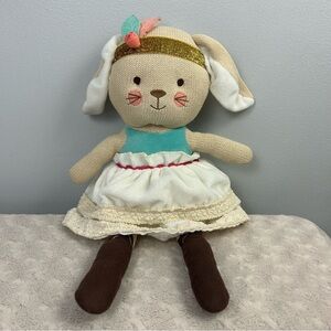 Levtex Baby Boho Bunny Rabbit Stuffed Animal Plush Sweater Knit Cream Gold